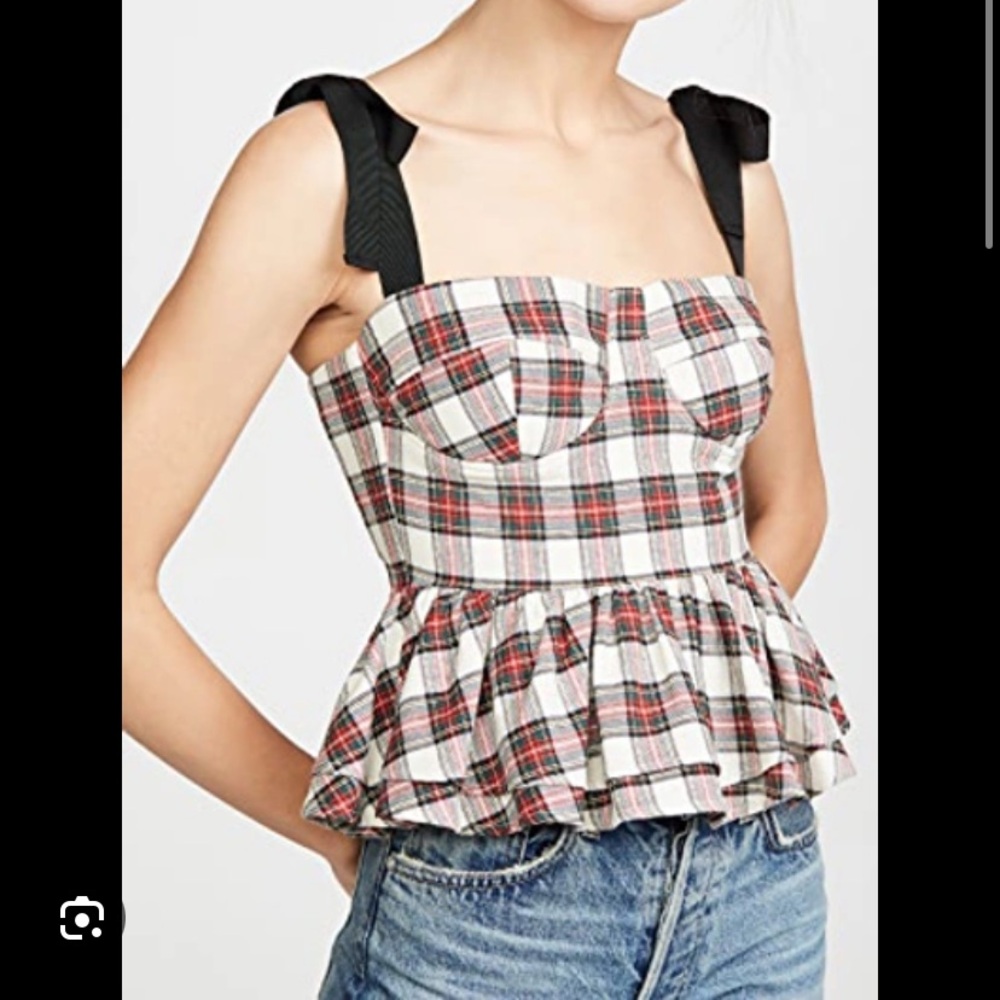 Petersyn Red Sleeveless Bustier Peplum Tank Top